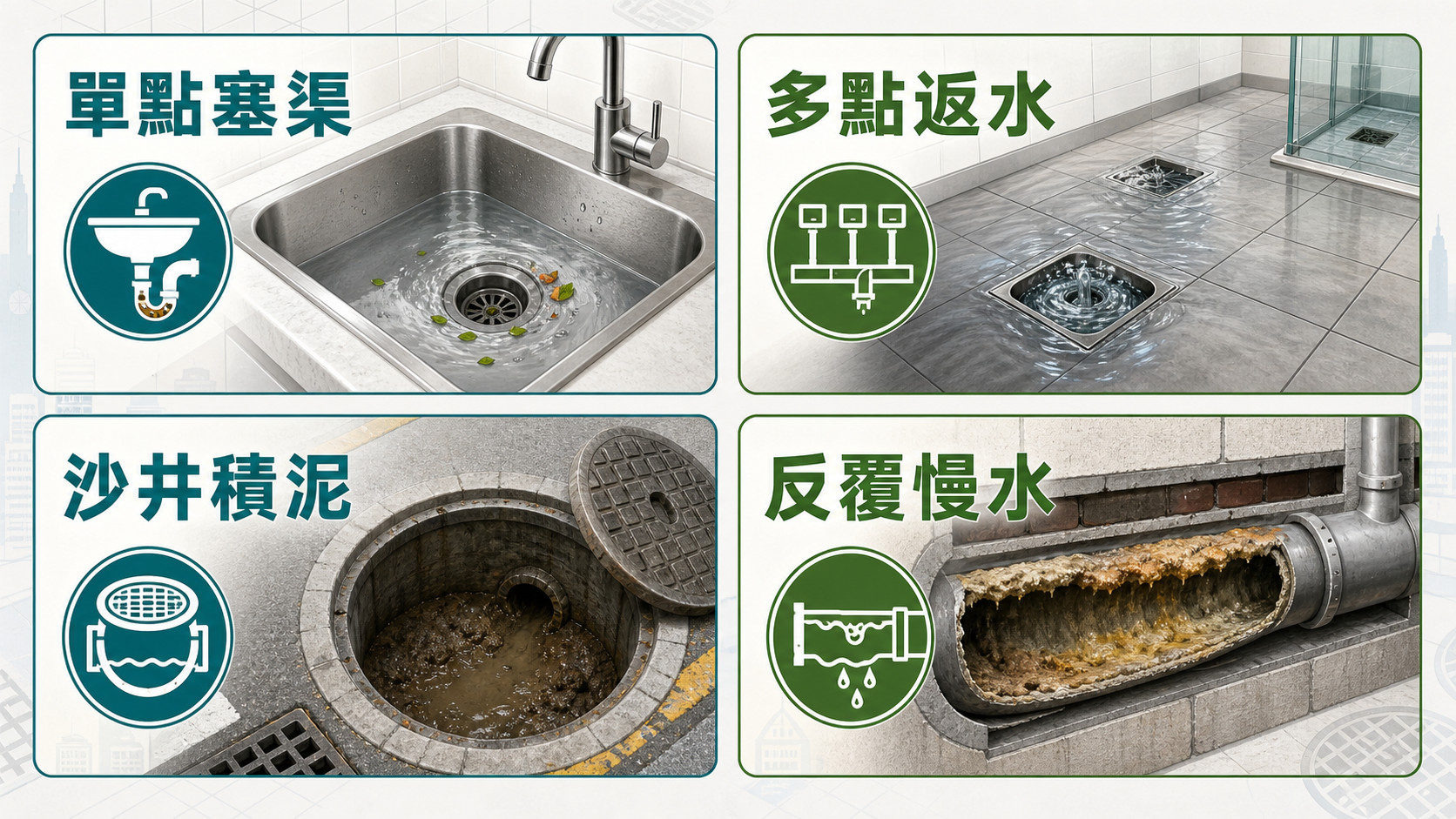 通渠與清淤判斷:單點塞渠、多點返水、沙井積泥、反覆慢水